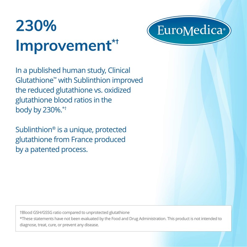 Euromedica Clinical Glutathione - 60 Tablets - Powerful Antioxidant Support
