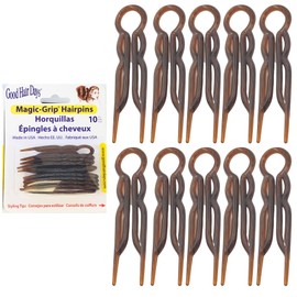 Good Hair Days Hair Pins - 2 1/2" Plastic, U-shaped Magic Grip Hairpins, Strong Durable Pins For Fine, Thick & Long Hair, Styling Accessories - Tortoise Shell, Set of 10