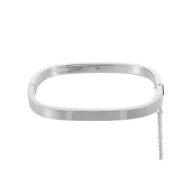 Silverly Square Hinged 925 Sterling Silver Bangle With Chain - Elegant Sterling Silver Bracelet for Women - Square Tube Bangle Bracelet - Wife Mum Auntie Birthday Gifts