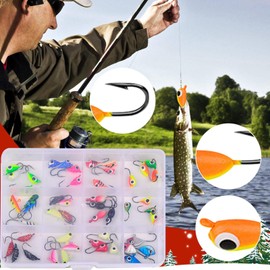 Ice Fishing Jig Kit - Artificial Bait Set | Fishing Lures Gear for Topwater Freshwater Panfish Crappie Walleye Perch Trout Bluegill