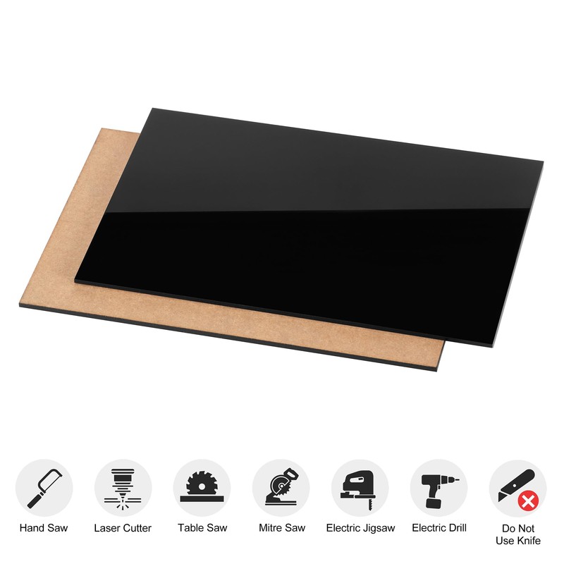 KAITELA Black Acrylic Sheet 8" x 12" Cast Plexiglass Panel