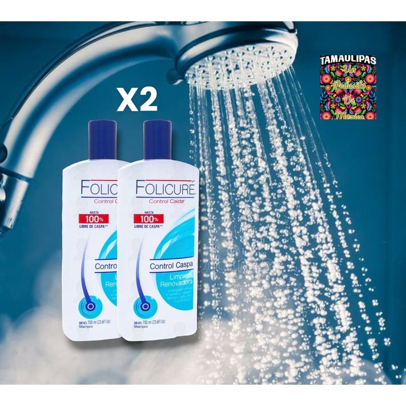 FOLICURE X2 Shampoo Folicuré Control Caspa Limpieza Renovadora, 700 ml,