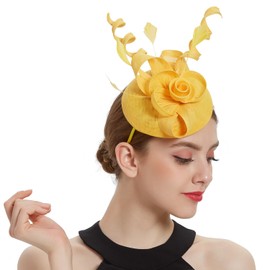 Top Phillbox Fascinator Hat, Sinamay Derby Tea Party Headwear, Bridal Wedding Tea Party Church Hat for Women Ladies