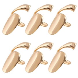 6 PCS Wome Fashion Finger Nail Ring Golden Fingernail Protective Nail Cap Cover Ring Art Tip Cover Nail Metal Decoration For Wedding Travel Party Bar Club Get Together Events (Golden)