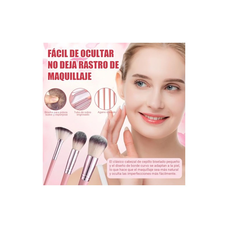 Set de Brochas de Maquillaje, 51 Piezas con Cerdas Sintéticas
