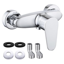 SGZIOO Single Lever Shower Mixer Tap Brass Surface-Mounted Wall Mounted Tap Shower with Ceramic Valve Core, G ½ Spout, Shower Mixer Tap Single Lever Mixer Tap Chrome