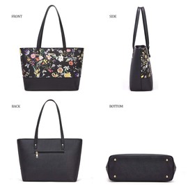 Women Fashion Synthetic Leather Handbags Tote Bag Shoulder Bag Top Handle Satchel Purse Set 4pcs