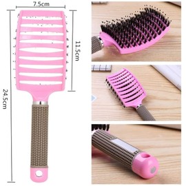 TAVVKE Boar Bristle Hair Brush set - Curved and Vented for Wet and Dry Detangling Hair Brush for Women Long, Thick, Thin, Curly & Tangled Hair Vent Brush (Gold, Pink)