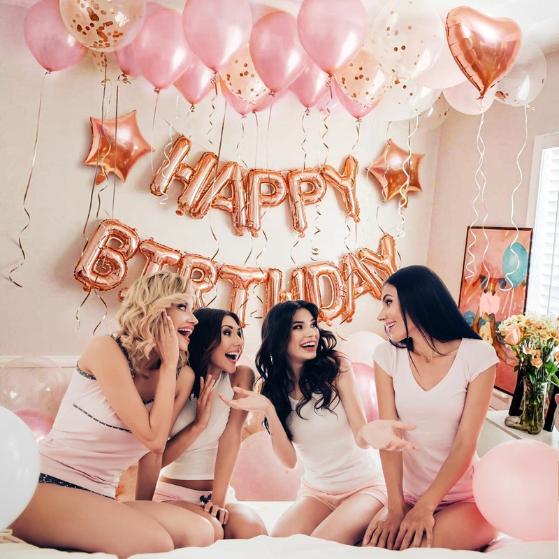 iPartycool Birthday Decorations, Rose Gold Happy Birthday Banner, 3D Foil