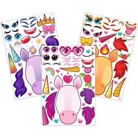 JOYIN 36 PCS Make-a-face Sticker Sheets Make Your Own Unicorn Fantasy Animal Mix and Match Sticker Sheets with Fantasy Unicorn Animals Kids Party Favor Supplies Craft
