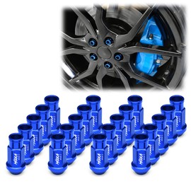 Blue 20 PCS M12x1.5 Lug Nuts Short 50mm Tuner Open End Aluminum Wheels Rims Cap WN01
