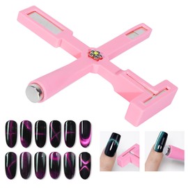 5 in 1 Nail Magnet Tool, Multi-Function Stick for Cat Eye Gel Nails Polish, Nails Art Accessories Nail Magnetic Stick for Salon Home DIY (Pink)
