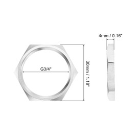 sourcing map G3/4 Pipe Fitting Hex Thin Lock Nut, Locknut Female Fastening for Plumbing, 304 Stainless Steel 4Pcs