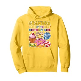 Grandpa of Birthday Girl Candyland Colorful Lollipop Party Pullover Hoodie