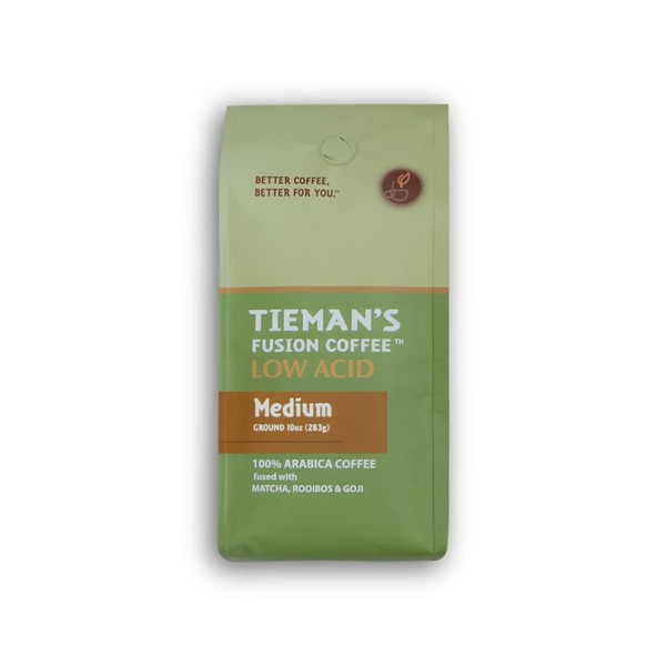 Tieman's Fusion Coffee, Low Acid Medium Roast, Ground, 10-Ounce Bag