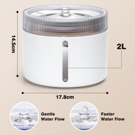 Nobleza - Katzenbrunnen, Automatische Trinkbrunnen für Katze und Hunde, Ultraleiser Wasserbrunnen mit Aktivkohlefilter und Wasserpumpe, 2L, Weiß