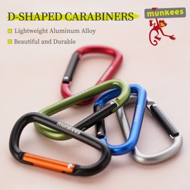 munkees Small Carabiner Clip Keychain 2 Pack, Mini Caribeener 2 inch to 3" for Keys Aluminum Alloy Biner Lightweights for Bottle Buckle, Backpack Hook(2-Pack,Medium,Black)