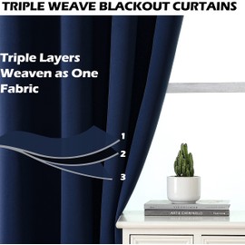 Apriko Blackout Curtains 84 inch Length - Thermal Insulated Room Darkening Curtains 2 Panels for Living Room/Grommet Top/Navy/42x84 inch