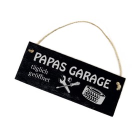 Papa Sign Made of Slate - Papas Garage Daily Open - Garage Decorative Sign 22 x 8 cm | Dekolando