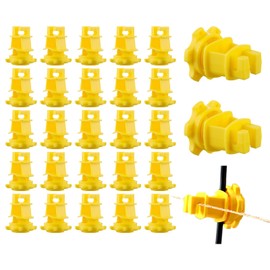 Leiouney 25 PCS Electric Fence Insulators - Screw Mount Round Post Clips, Durable Wire Holders for Farm and Pet Fences - Yellow