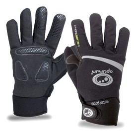 Optimum Nitebrite Winter Gloves - Waterproof, Windproof, Thermal Polar Fleece Lined, Easy Fasten Design for Cold-Weather, Walking, Cycling, Running, Hiking & Water Sports Black/Small