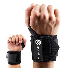 Sportisimo - Muñequeras para levantamiento de pesas - Par ajustable con velcro reforzado - Soporte y estabilidad para muñeca en powerlifting y...     
