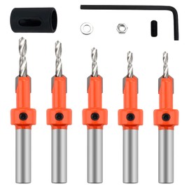 YIXISI 5 pieces 8 mm HSS countersink drill set, countersink bit, for woodworking, plastic, drill holes, with boundary ring and hex key