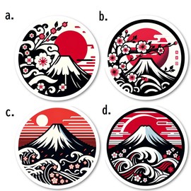 Biijo Mt. Fuji 01 Cherry Blossom Japanese Style Japan Sticker Waterproof and Heat Resistant Sticker (a, L Size (H x W): 5.3 x 5.3 inches (135 x 135 mm)