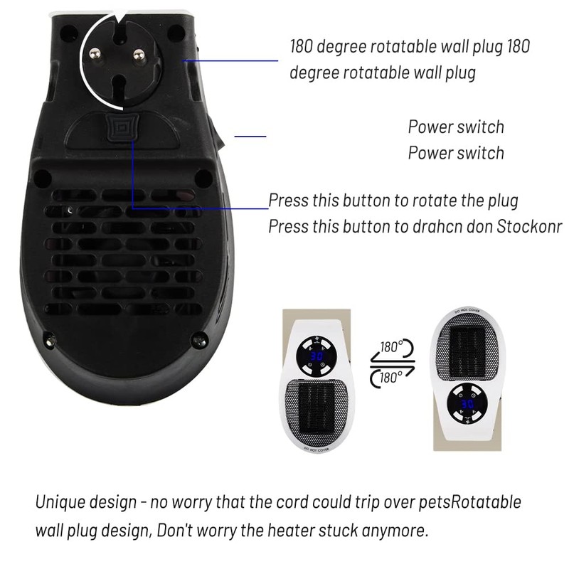 FainFun 500 W Socket Fan Heater, Mini Heater, Socket Heater,
