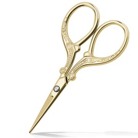 Embroidery Scissors, Sewing Scissors, Mini, 3 Colors, Professional Sewing Scissors, Compact Size, Lightweight Design, DIY Handicraft Tool, Anti-slip Grip, Portable, Convenient for Gifts, (Gold)