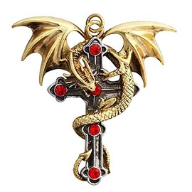 Crux Dragana (Dragon Cross) - For Strong Protection - Anne Stokes Carpe Noctum Collection "Seize the Night" Pendant Necklace - Gift Boxed