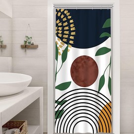 Uiiooazy Shower Curtain, Abstract Boho, Shower Curtain, Bow, Sun, Black Lines, Minimalist Slim Shower Curtain, Anti Mould, Waterproof, Polyester Fabric, Washable Bathroom Curtain with 6 Hooks, 90 W x