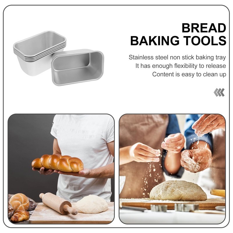 PRETYZOOM 6pcs Non-Stick Anodized Aluminum Alloy Rectangular Baking Pans for