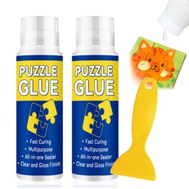 AstraVox Jigsaw Puzzle Glue Clear with Sponge Head, Quick Dry Glue Kit for Adults Kids, Suitable for 1000/3000/5000 Pieces of Paper, Wood, Plastic Puzzles, and Diamond Painting(120ml*2)