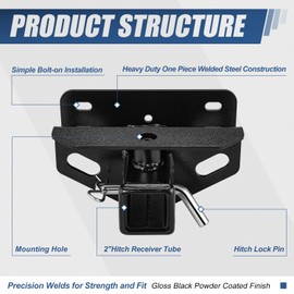 Auto Dynasty Class 3 Trailer Hitch, 2 Inch Receiver Compatible with 2003-2024 Dodge Ram 1500 Classic 2500 3500, Non Factory Receiver, Powdercoated Gloss Black