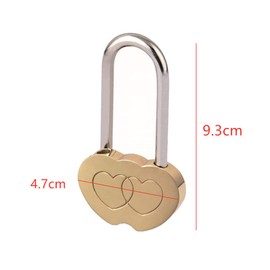 Heart Locks 50MM Engraved Padlock Double Heart Shaped Lock for Anniversary (No Key) Bronze