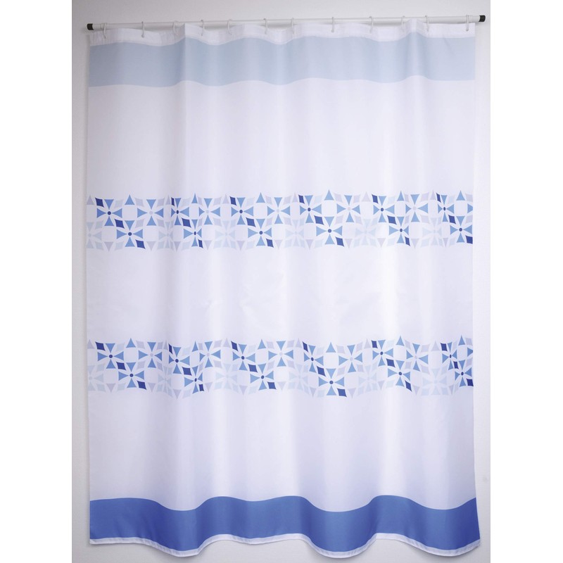MSV Shower Curtain Premium Porto 180x200cm, Polyester, Blue, 180 x