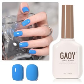GAOY Blue Gel Nail Polish, 16ml Soak Off Gel Polish, UV Light Cure for Nail Art DIY Manicure at Home, 2447 Medium Blue