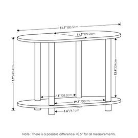 Furinno Turn-N-Tube No Tools Modern Oval Side Table, White/Virgin White