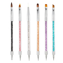 HIGHROCK 6PCS Nail Art Design Dotting Pen Tools Nail Art Liner Pens Dual-Ended Nail Art Point Drill Drawing Brush Pen Acrylic Manicure Tool