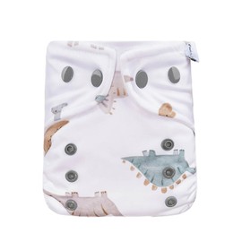avo+cado Cosy Cloth Nappy Cover for Newborns 3-7 kg - Washable, Leak-proof with Fleece and Double Leg Cuffs - Compatible with Prefolds, Bamboo Inserts and Muslin Nappies (Dinos)