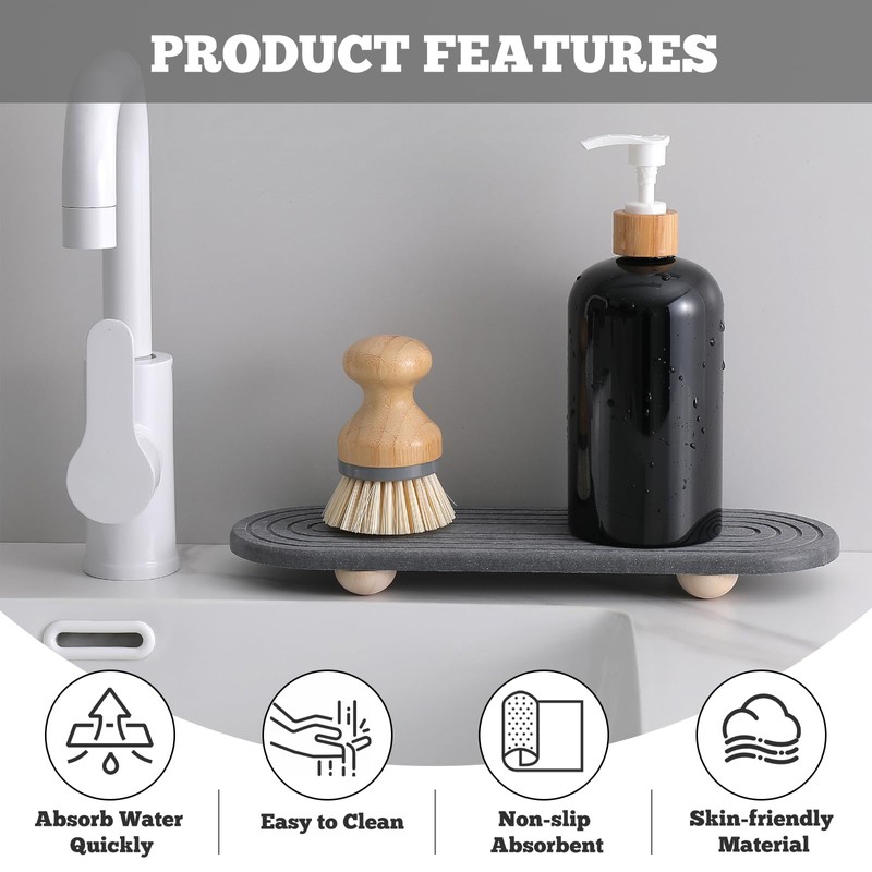 Stone Drying Mat Kitchen, 30 × 10 cm Stone Dish
