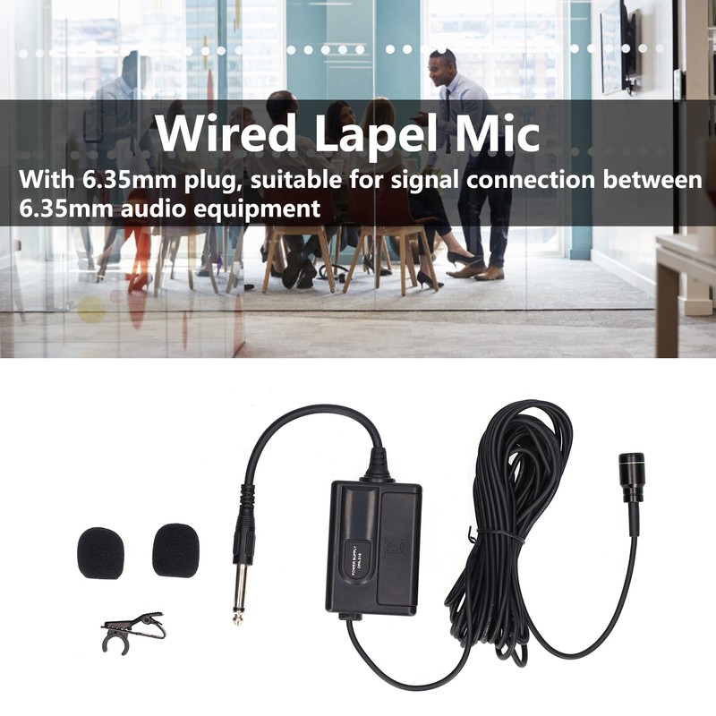 236in Wired Lavalier Microphone Clip On Lapel Condenser Mic for