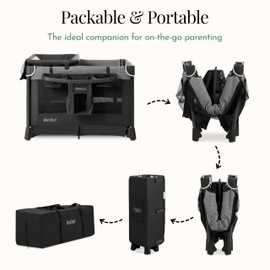 Evolur Cozy Cove All-in-One Portable Playard with Bassinet & Changing Table – Quick-Fold Travel Playard with Breathable Mesh Sides (Newborn–Toddler)