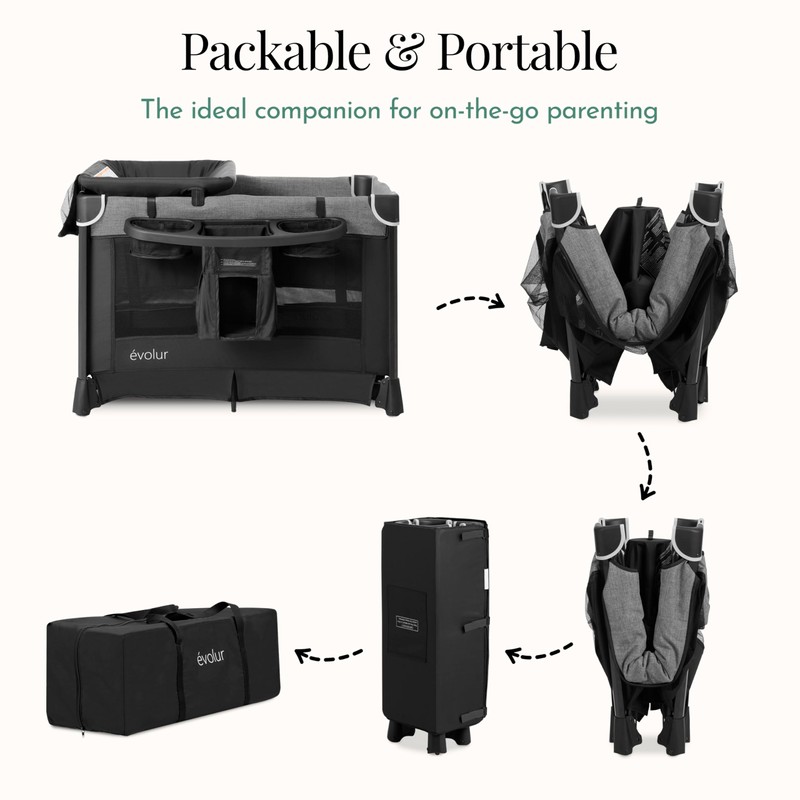 Evolur Cozy Cove All-in-One Portable Playard with Bassinet & Changing