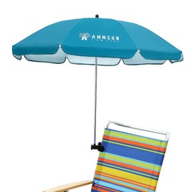 AMMSUN Chair Umbrella with Universal Clamp 43 inches UPF 50+,Portable Clamp on Patio Chair,Beach Chair,Stroller,Sport chair,Wheelchair and Wagon,Sky Blue