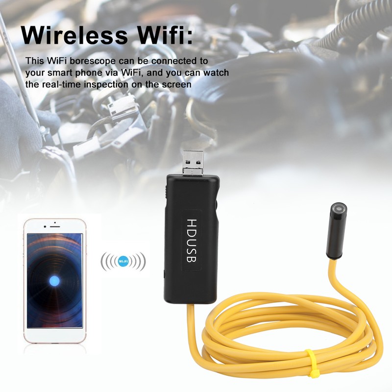 Wireless Endoscope WiFi Inspection Borescope Flexible Snake Camera IP67 Waterproof