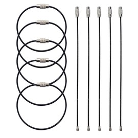 Samcos Wire Keychain, Stainless Steel, Ring Keychain, Screw-type, Wire Keyring, Durable, Simple, Lost, Anti-Theft, Convenient Wire Ring, black 15cm