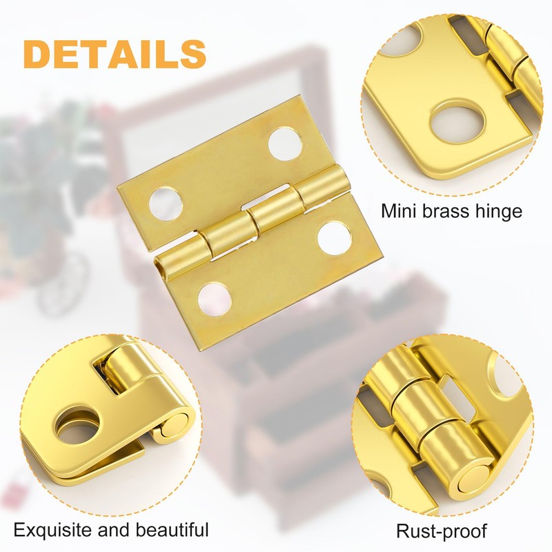 Yuannee Small Hinges,50 PCS Small Gold Hinges for Wood Hinges