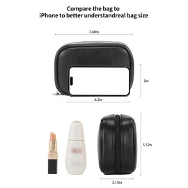 RIGHT AWAY Small Makeup Bag for Purse,Travel Cosmetic Bag Organizer for Women,Cute Make Up Pouch Waterproof Toiletry Bag with Zipper,Portable Makeup Case Skincare Bag for Travel Accessories(Black)